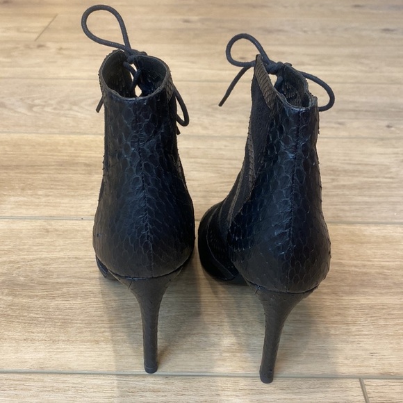 Joie | Sharie | Black Laser Cut Snake Lace‎ Up Pumps - Picture 8 of 13